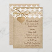 Burlap en Lace Bridal Shower Invitation Kaart (Voorkant / Achterkant)