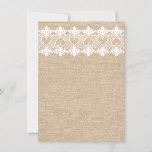 Burlap en Lace Bridal Shower Invitation Kaart (Achterkant)