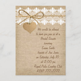 Burlap en Lace Bridal Shower Invitation Kaart