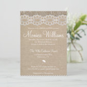 Burlap en Lace Bridal Shower Invitation Kaart (Staand voorkant)