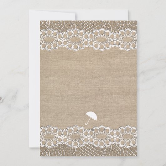 Burlap en Lace Bridal Shower Invitation Kaart (Achterkant)
