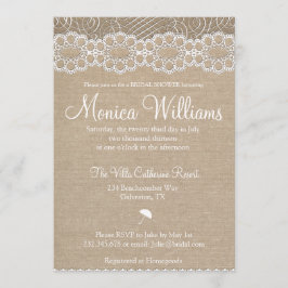 Burlap en Lace Bridal Shower Invitation Kaart