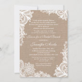 Burlap en Lace Bridal Shower Invitation Kaart (Voorkant)