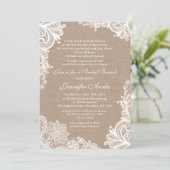 Burlap en Lace Bridal Shower Invitation Kaart (Staand voorkant)