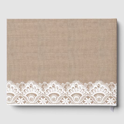 Burlap en Lace bruiloft gastenboek, rustiek Gastenboek (Achterkant)