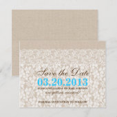 Burlap en Lace | Datum opslaan Save The Date (Voorkant / Achterkant)