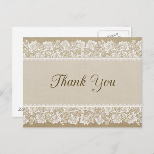 Burlap en Lace Hartelijk dank Briefkaart (Voorkant / Achterkant)
