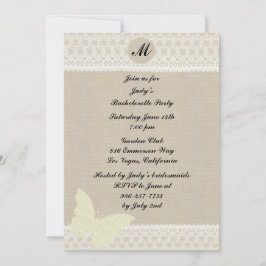Burlap- en Lace-monogram Bachelorette-partij Kaart