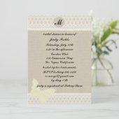 Burlap en Lace Monogram Bridal Shower Kaart (Staand voorkant)