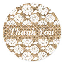 Burlap- en Lace Monogram Wedding-Sticker