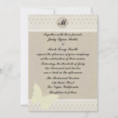 Burlap- en Lace Monogram Wedding-uitnodiging Kaart (Voorkant)