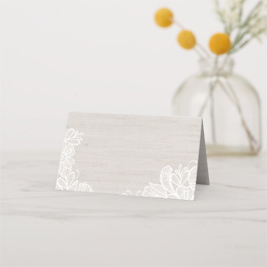 Burlap en Lace Plaatskaartje (Voorkant)