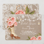 Burlap- en Lace-roze Vrijgezellenfeest Chic Boots Kaart (Voorkant / Achterkant)