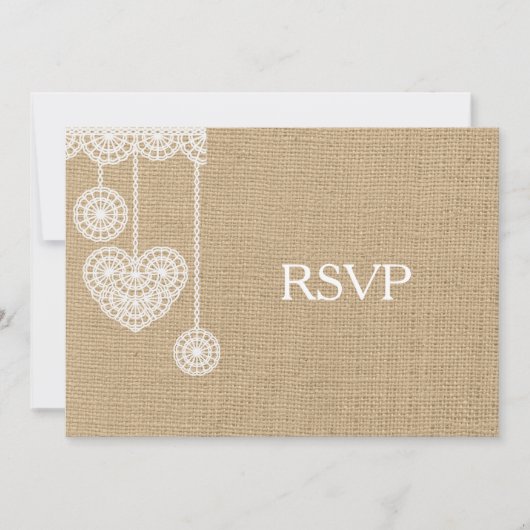 Burlap en Lace RSVP Kaart (Voorkant)