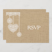 Burlap en Lace RSVP Kaart (Voorkant / Achterkant)