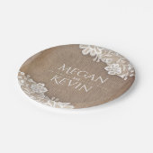 Burlap en Lace Rustic Country Wedding Papieren Bordje (Gekanteld)