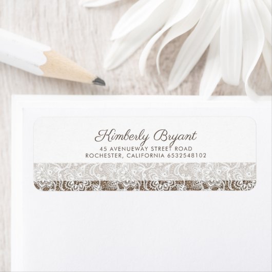 Burlap en Lace Rustic Wedding Etiket (Insitu)