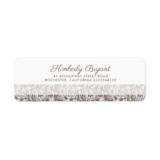 Burlap en Lace Rustic Wedding Etiket (Voorkant)
