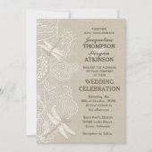 Burlap en Lace Rustic Wedding Invitation Kaart (Voorkant)