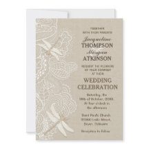 Burlap en Lace Rustic Wedding Invitation