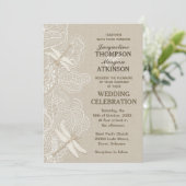 Burlap en Lace Rustic Wedding Invitation Kaart (Staand voorkant)