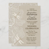 Burlap en Lace Rustic Wedding Invitation Kaart (Voorkant / Achterkant)
