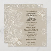 Burlap en Lace Rustic Wedding Invitation Kaart (Voorkant / Achterkant)