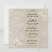 Burlap en Lace Rustic Wedding Invitation Kaart (Voorkant)