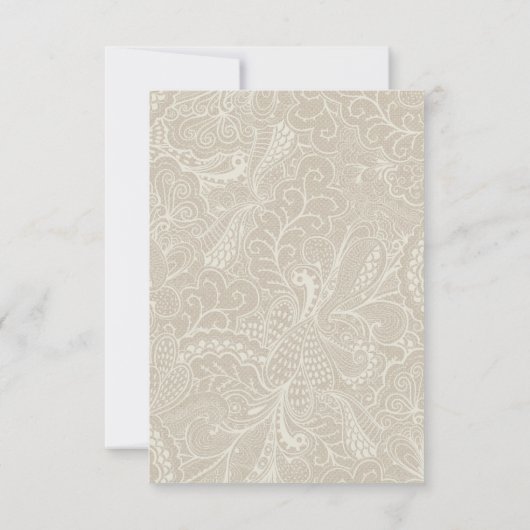 Burlap en Lace Rustic Wedding Reception Kaart (Achterkant)