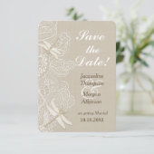 Burlap en Lace Rustic Wedding Save the Date Kaart (Staand voorkant)