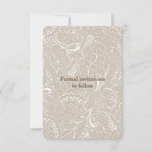 Burlap en Lace Rustic Wedding Save the Date Kaart (Achterkant)