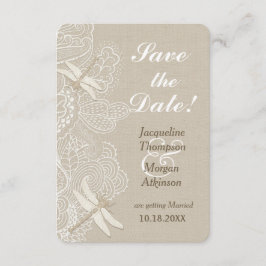 Burlap en Lace Rustic Wedding Save the Date Kaart