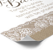 Burlap en Lace Rustic Wedding, Vrijgezellenfeest S Poster (Hoek)