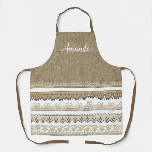 Burlap en Lace, speciaal gepersonaliseerd, alles o Schort (Voorkant)