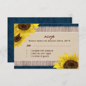 Burlap en Lace, Sunflower RSVP-kaarten RSVP Kaartje (Voorkant / Achterkant)