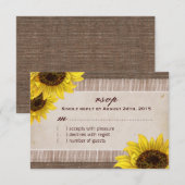 Burlap en Lace, Sunflower RSVP-kaarten RSVP Kaartje (Voorkant / Achterkant)