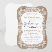 Burlap en Lace Vrijgezellenfeest Khaki Navy Kaart (Voorkant / Achterkant)