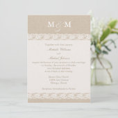 Burlap en Lace | Weddenschap Kaart (Staand voorkant)