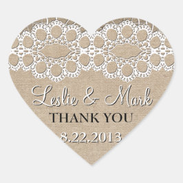Burlap en Lace Wedding Bedankt Sticker