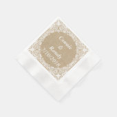 Burlap en Lace Wedding Paper Napkins Servetten (Hoek)