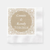 Burlap en Lace Wedding Paper Napkins Servetten (Voorkant)