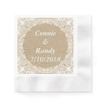 Burlap en Lace Wedding Paper Napkins