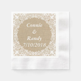 Burlap en Lace Wedding Paper Napkins Servetten