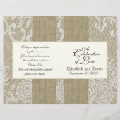 Burlap- en Lace Wedding-programma (Voorkant)