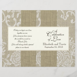 Burlap- en Lace Wedding-programma