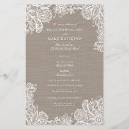 Burlap- en Lace Wedding-programma's