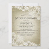 Burlap en Lace Wedding Shower Kaart (Voorkant)