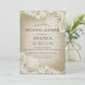 Burlap en Lace Wedding Shower Kaart (Staand voorkant)