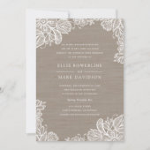 Burlap- en Lace Wedding-uitnodiging Kaart (Voorkant)