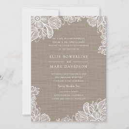 Burlap- en Lace Wedding-uitnodiging Kaart